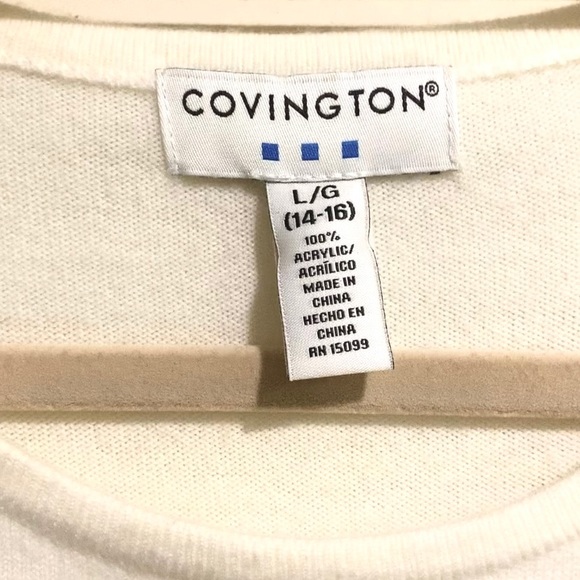 Covington Sweater Ivory Vintage Shoulder Sequins Design Pullover Sweater Size L - Picture 4 of 15